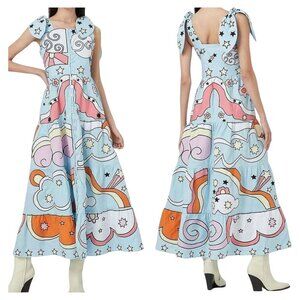 Celia B Valkyria Dress XS NWT | Psychedelic Rainbow Cloud Print Maxi | $475 Reta